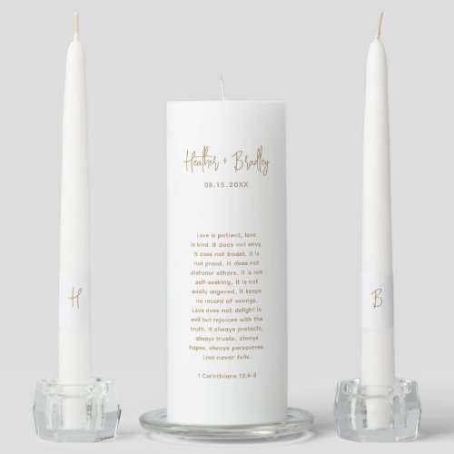 Heather Elegant Gold Minimal Modern Wedding Unity Candle Set