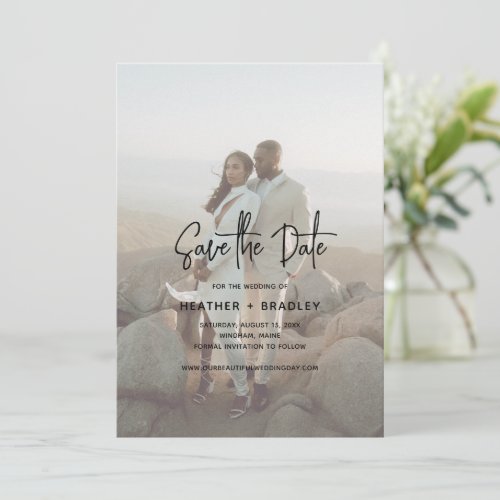 Heather Elegant Photo Minimal Modern Wedding Save The Date