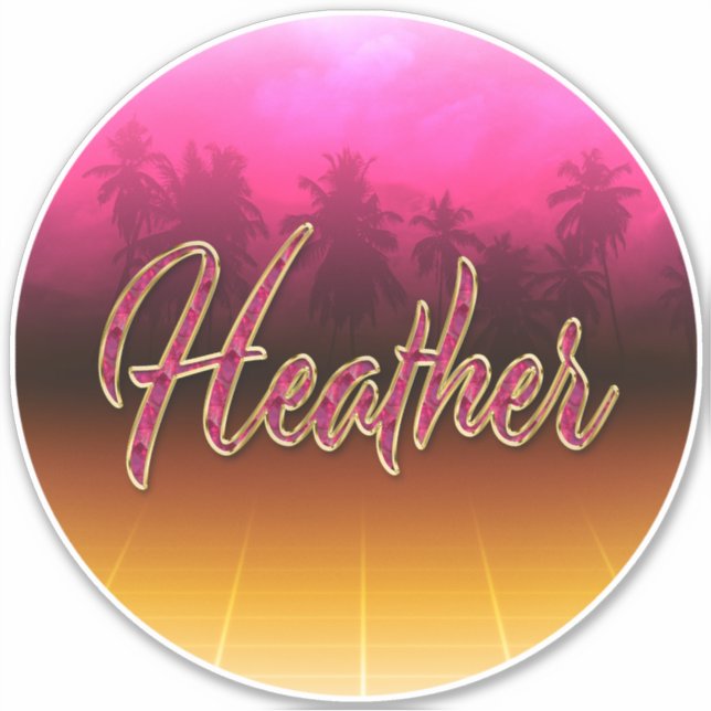 Heather First Name golden pink Sticker (Front)