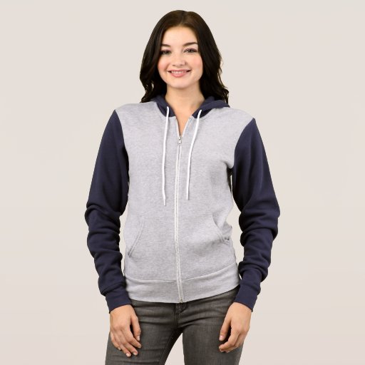 Heather Gray/Navy Women's Basic Zip Hoodie | Zazzle