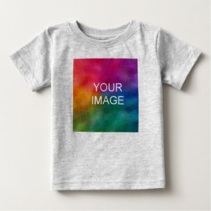 Heather Grey Custom Text Photo Fine Jersey Quality Baby T-Shirt