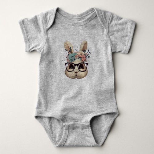 Heather Grey Easter Bunny Head Baby Bodysuit