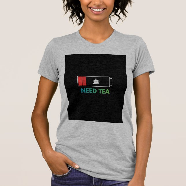 Heather Grey T shirt with Tea Design (Front)