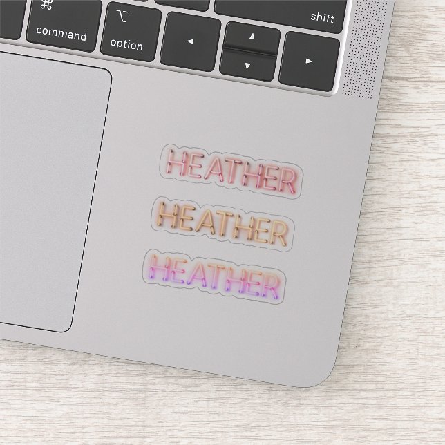 Heather in glowing neon lights x3 sticker (Detail)