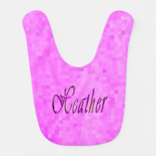 Heather, Name, Logo, Baby Girls Pink Bib. Bib