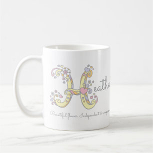 Heather name meaning monogram H personalized mug