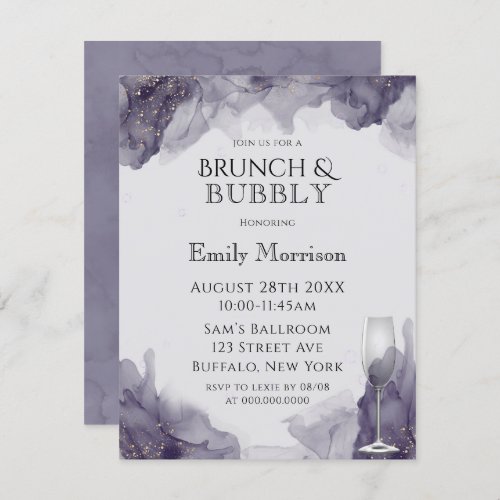 Heather Purple  Gold Brunch  Bubbly Invites