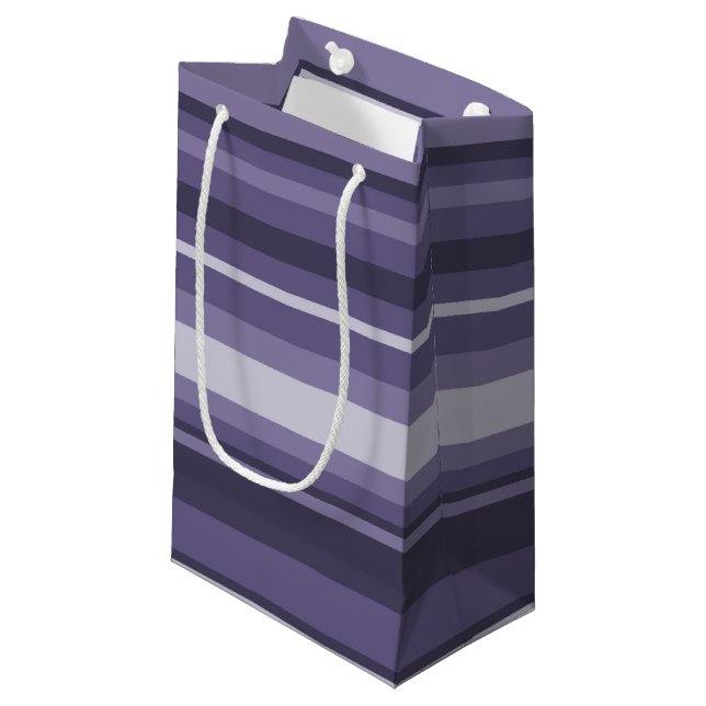 Heather purple stripes small gift bag (Front Angled)