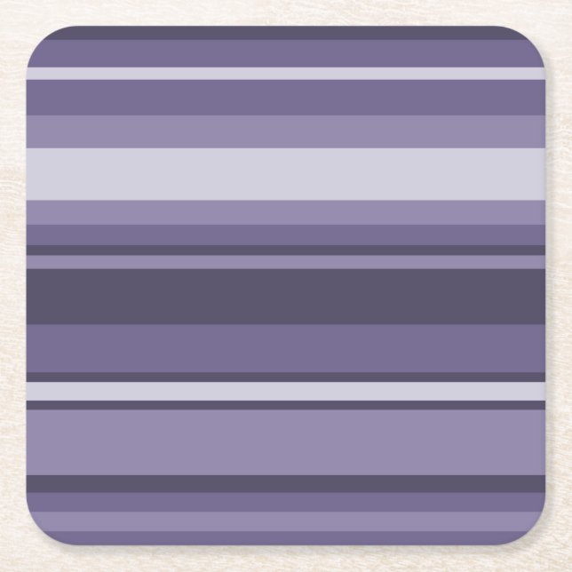 Heather purple stripes square paper coaster (Front)