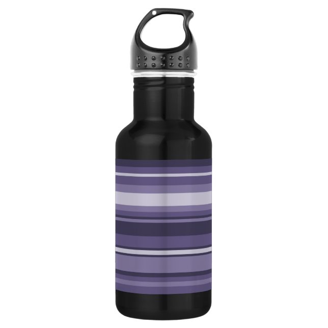 Heather purple stripes stainless steel water bottle (Front)