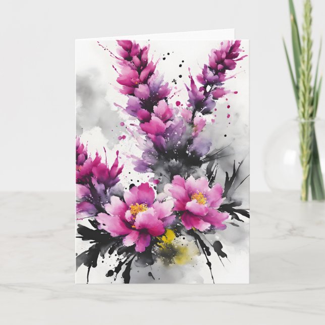 Heather - Watercolor flowers Card (Front)