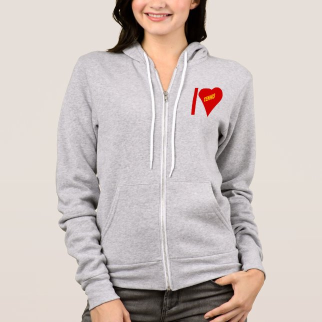 Heather Women's Hooded Jacket  I  LOVE  TENNIS Hoodie (Front)