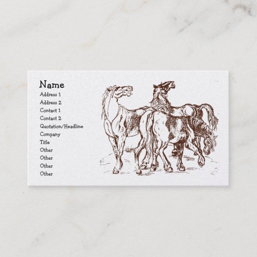 Customizable heathershorses, Name, Address 1, Address 2, Con... Business Card Templates