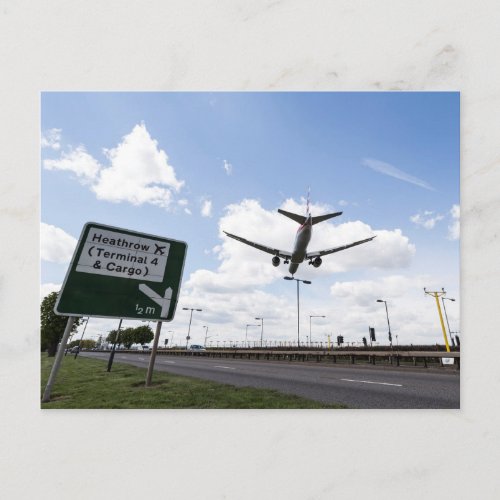 Heathrow Flight Path Sign Postcard