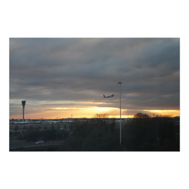 Heathrow Takeoff At Sunset Photo Print (Front)