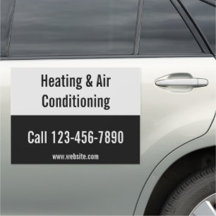 Heating Air Conditioning Phone Website Black Gray Car Magnet