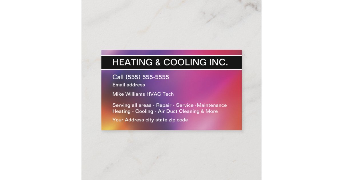 Heating And Cooling Air Conditioning Business Card
