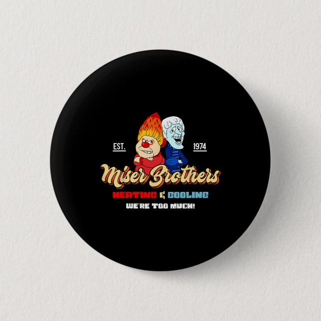 Heating And Cooling Brothers Christmas Retro  Button (Front)