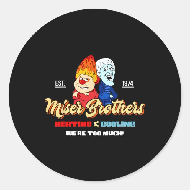 Heating And Cooling Brothers Christmas Retro  Classic Round Sticker (Front)