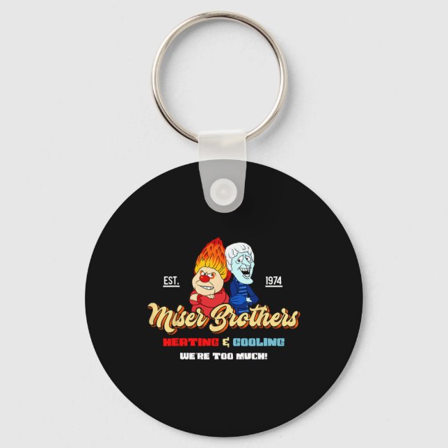Heating And Cooling Brothers Christmas Retro  Keychain (Front)