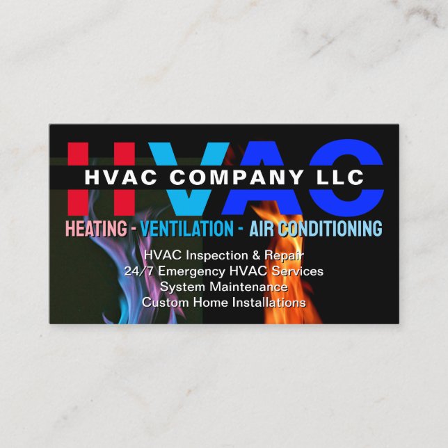 Heating and Cooling (HV AC) | Custom HVAC  Business Card (Front)