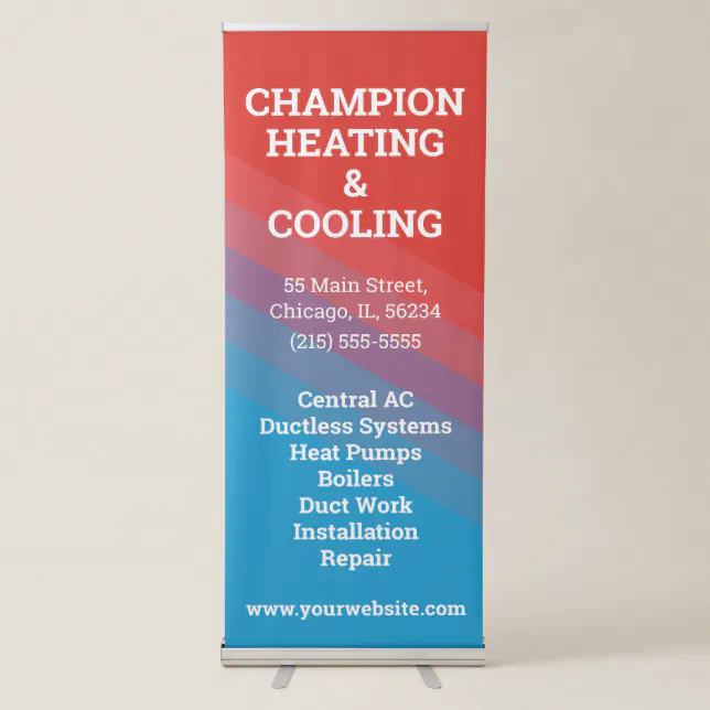 Heating and Cooling HVAC Promotional Retractable Banner Zazzle
