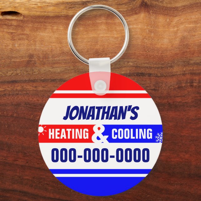 Heating and Cooling Metal Circle Keychain, 2" Keychain (Front)