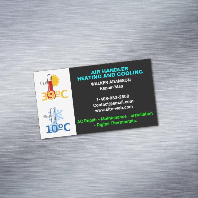 Heating and Cooling, Professional Heat Cool HVAC Business Card Magnet (In Situ)