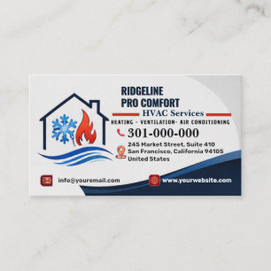 Heating and Cooling Services (HV AC)   Custom HVAC Business Card