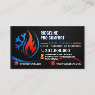 Heating and Cooling Services (HV AC)   Custom HVAC Business Card