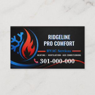 Heating and Cooling Services HVAC   Custom  Business Card