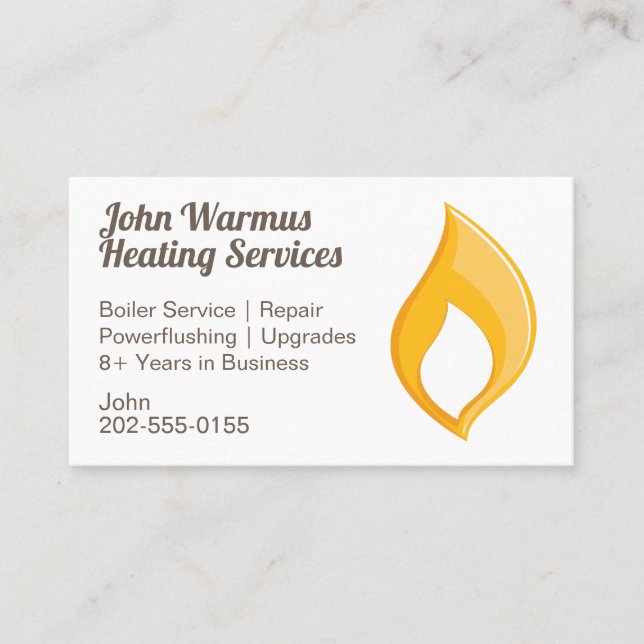 Heating Boiler Repair Services Flame Business Card (Front)
