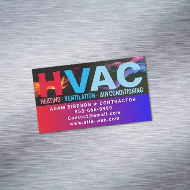 (Heating, Cooling, Air Conditioning) Modern HVAC Business Card Magnet (In Situ)