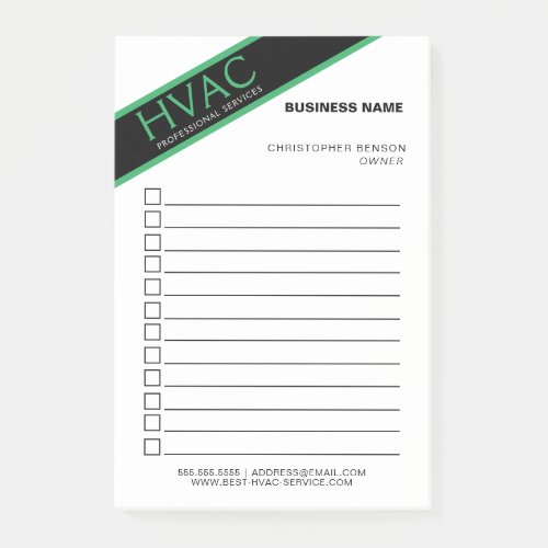 Heating Cooling HVA Business Checklist Post_it Notes