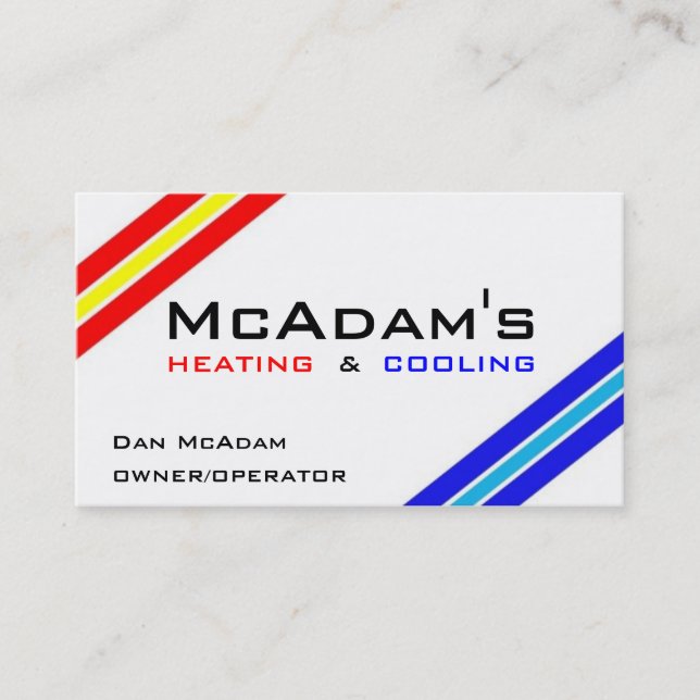 Heating Cooling HVAC Heat Pump Furnace A/C Business Card (Front)