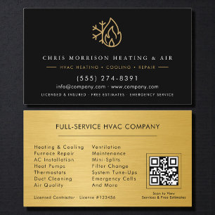 Heating & Cooling HVAC Tech QR Code Business Card