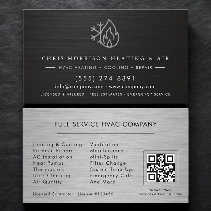 Heating Cooling Repair Installation QR Code Business Card