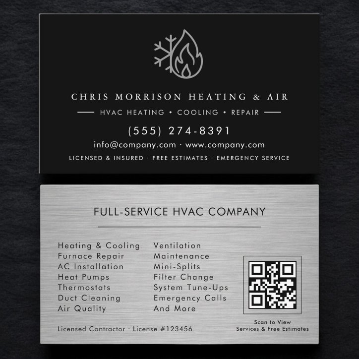 Heating Cooling Repair Technician QR Code Business Card