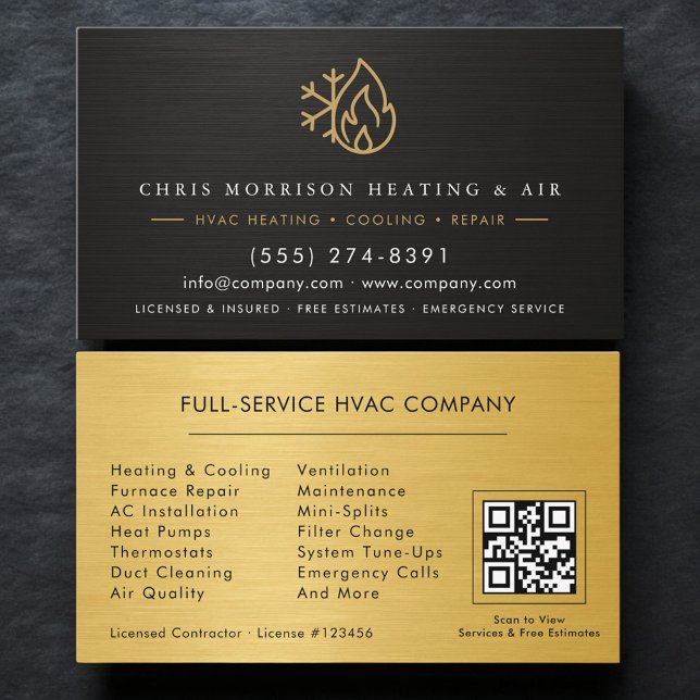 Heating Cooling Service Technician QR Code Business Card (Creator Uploaded)