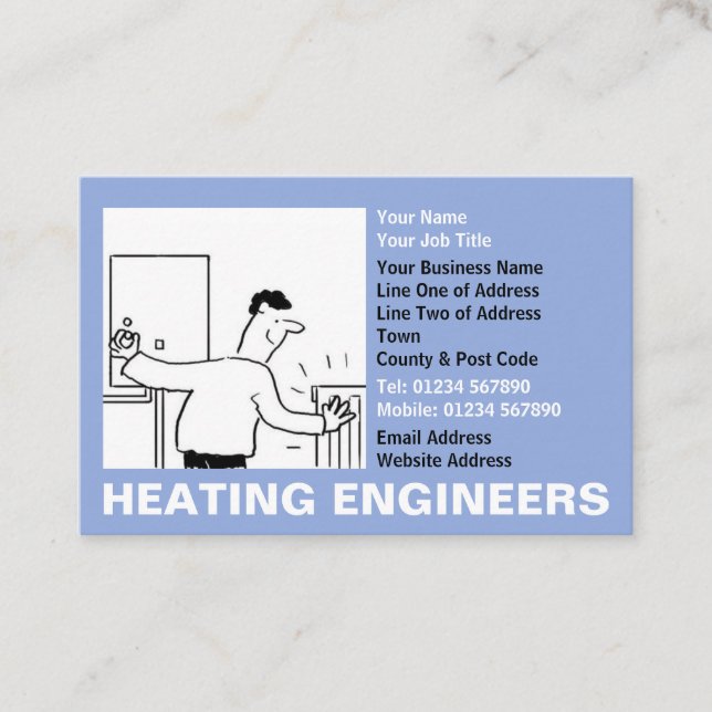 Heating Engineers Cartoon Business Card (Front)