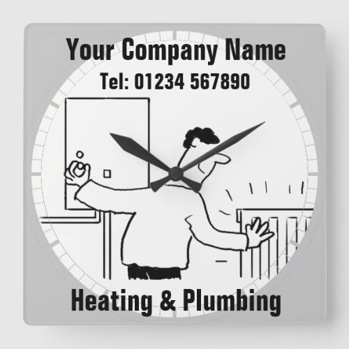 Heating  Plumbing Services Cartoon Clock