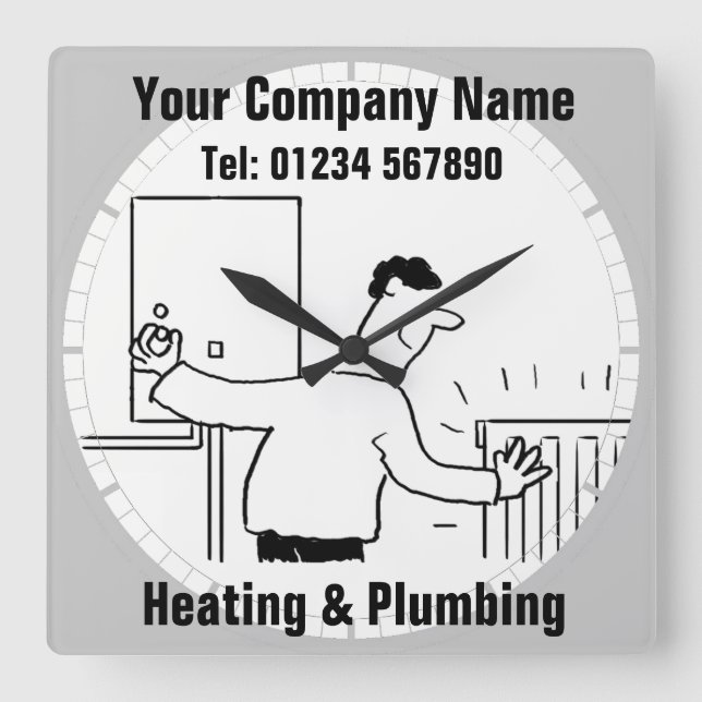 Heating & Plumbing Services Cartoon Clock (Front)