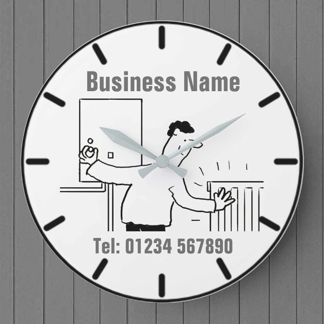 Heating & Plumbing Services Cartoon Large Clock (Creator Uploaded)