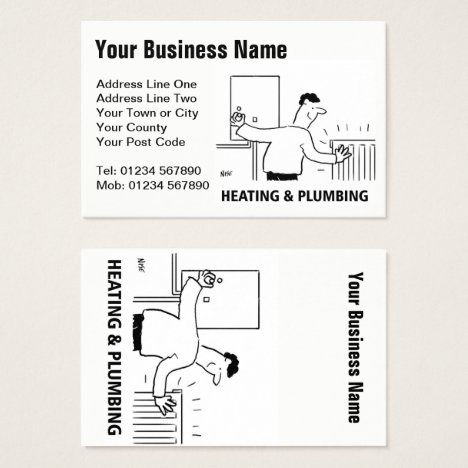 Heating Services Cartoon Business Card