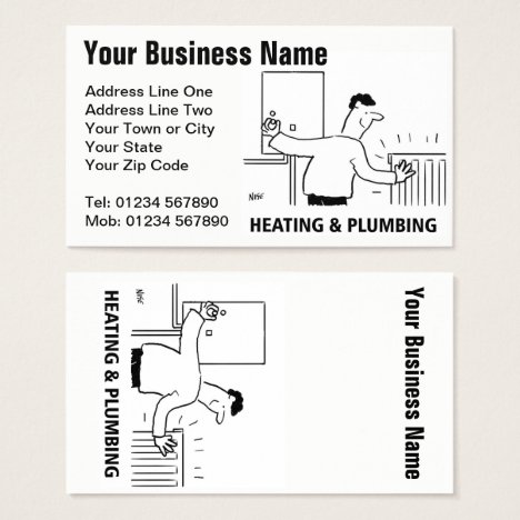 Heating Services Cartoon Business Card