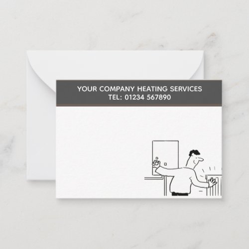 Heating Services Cartoon Theme to Personalise Note Card