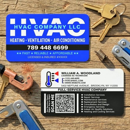 Heating &amp; Ventilation &amp; AC - Modern HVAC Company Business Card