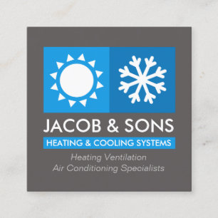 Heating Ventilation Air Conditioning Cooling Busin Square Business Card