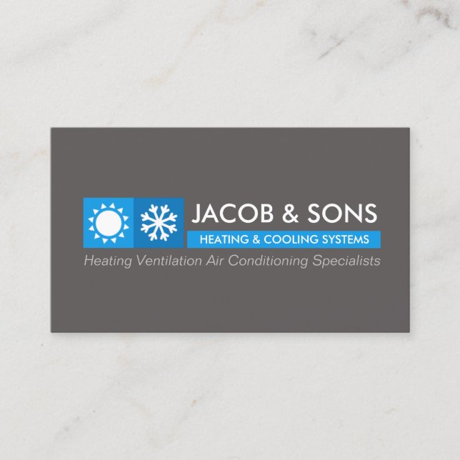 Heating Ventilation Air Conditioning Cooling Business Card (Front)