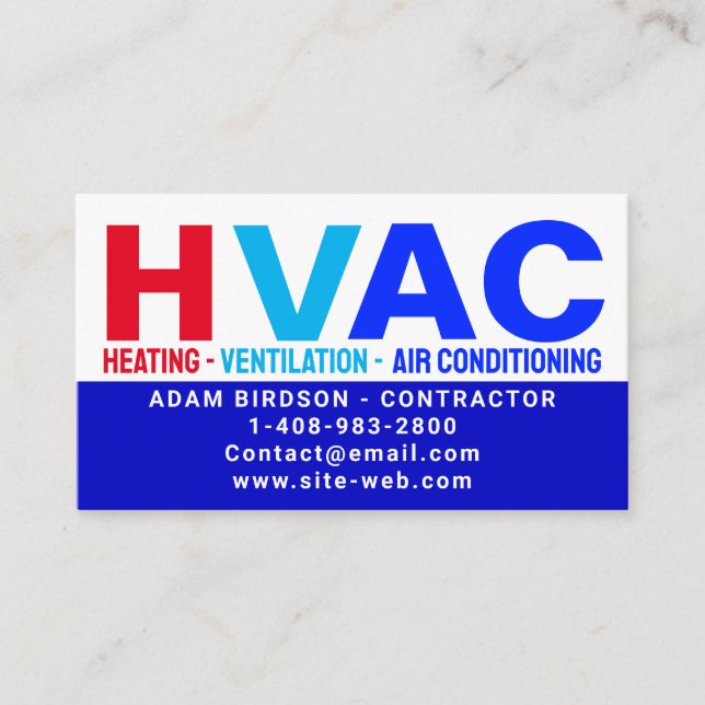 Heating & Ventilation & Air Conditioning - HVAC Calling Card (Front)